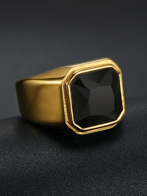 Mr.High Titanium Glass Stone Geometric Vintage Solitaire Ring 3