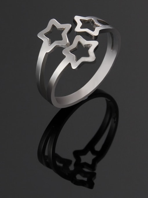 Steel color Titanium  Hollow  Star Minimalist Band Ring