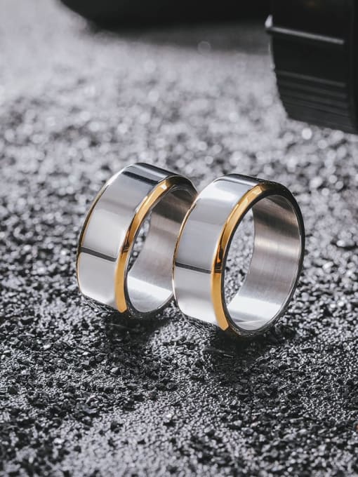 WOLF Titanium Steel Geometric Minimalist Band Ring 1