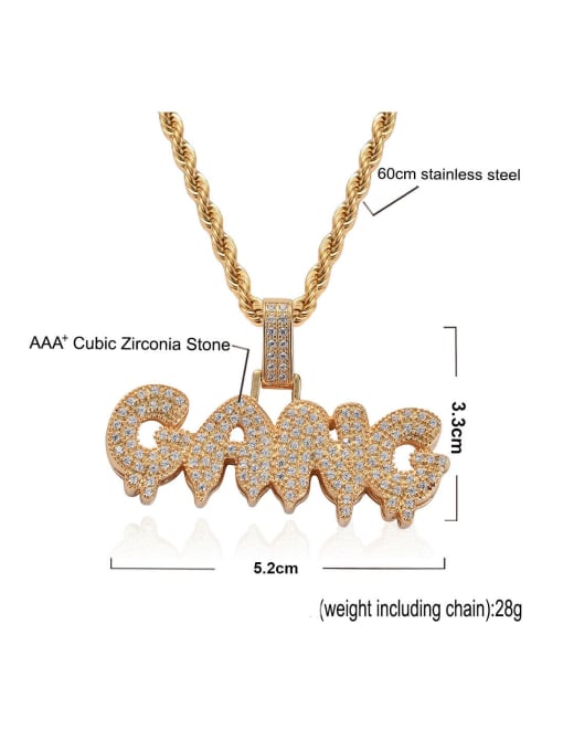 MAHA Brass Cubic Zirconia Letter Trend Necklace 3