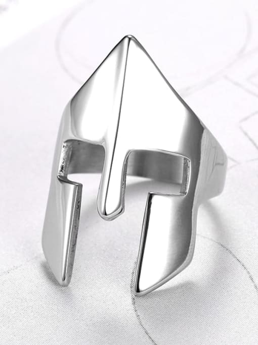 Mr.Leo Stainless steel Mask Geometric Vintage Band Ring 1