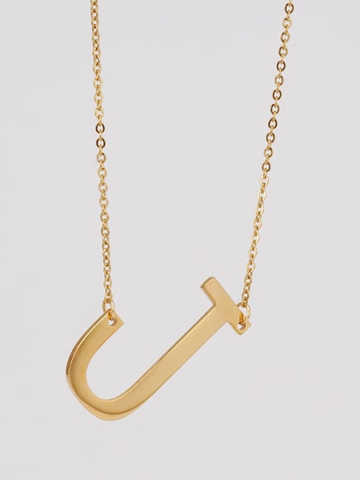J Stainless steel Minimalist  Letter Pendant Necklace