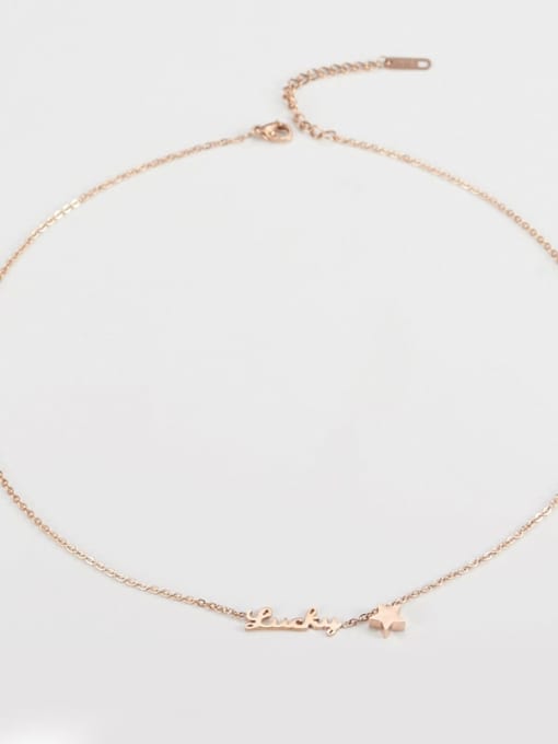 rose gold Titanium Simple star alphabet necklace