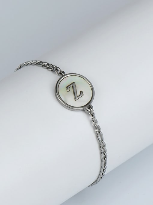 Steel bracelet Z Stainless steel Shell Letter Minimalist Link Bracelet