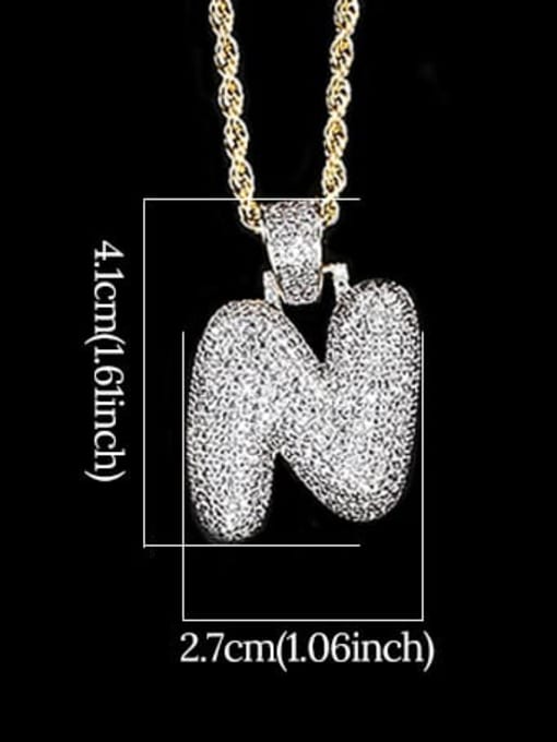 N 24in 61cm T20I14 T20A02 Brass Cubic Zirconia Message Hip Hop Necklace