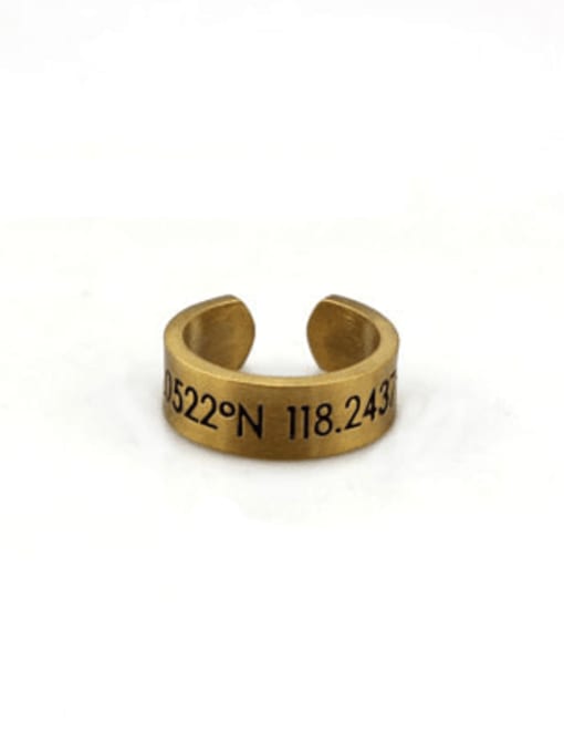 Gold (size 8) Titanium Steel Number Vintage Band Ring