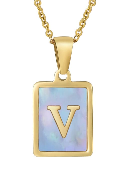 Golden V (including chain) Titanium Steel Shell Geometric Letter Minimalist Necklace