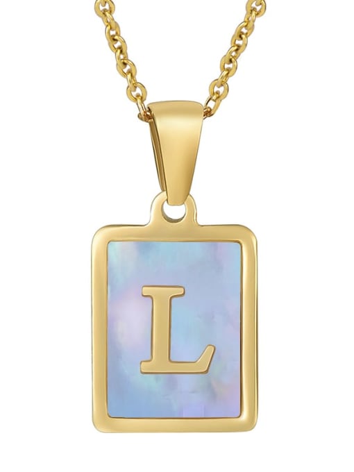 Gold L (including chain) Titanium Steel Shell Geometric Letter Minimalist Necklace