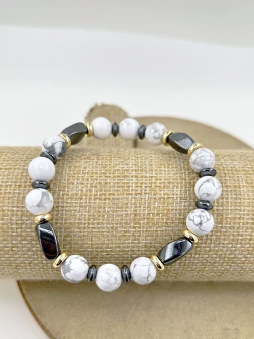 4- 18cm Natural Stone Irregular Bohemia Beaded  Stainless Steel  Bracelet