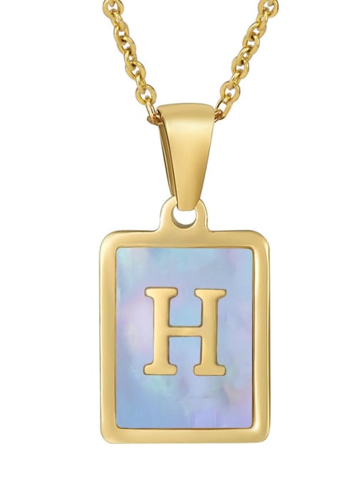 Golden H (including chain) Titanium Steel Shell Geometric Letter Minimalist Necklace