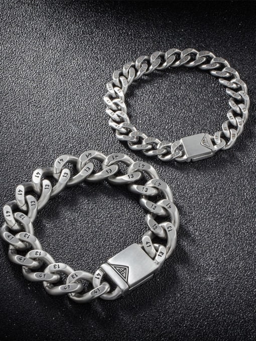 WOLF Titanium Steel Irregular Vintage Link Bracelet 1