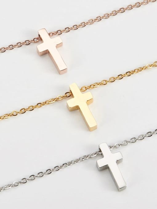 Ke Hong Titanium Mimaalist Cross   Pendant  Initials Necklace 1