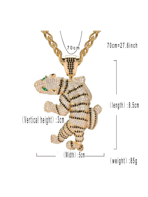 MAHA Brass Cubic Zirconia Tiger Hip Hop Necklace 2