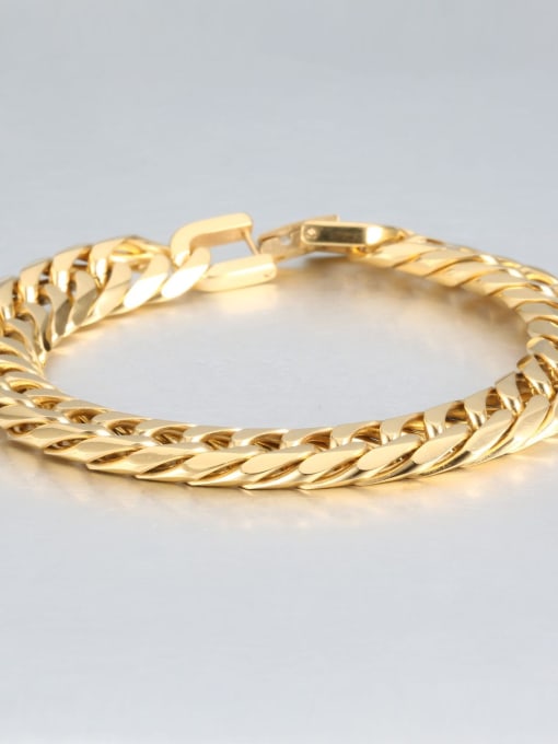 Gold (1.3cm wide) Titanium Geometric Minimalist Link Bracelet