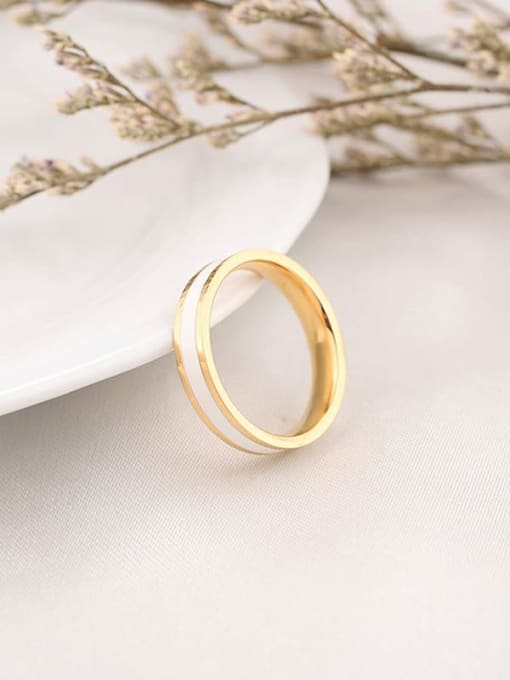 Gold (white) Titanium Enamel Round Minimalist Band Ring