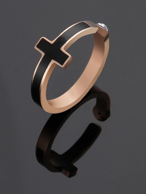 Ke Hong Titanium Cross Minimalist Band Ring 0