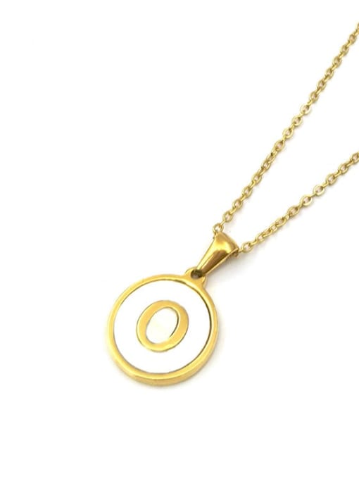 Golden o Titanium Steel Shell Letter Minimalist  Round Pendant Necklace