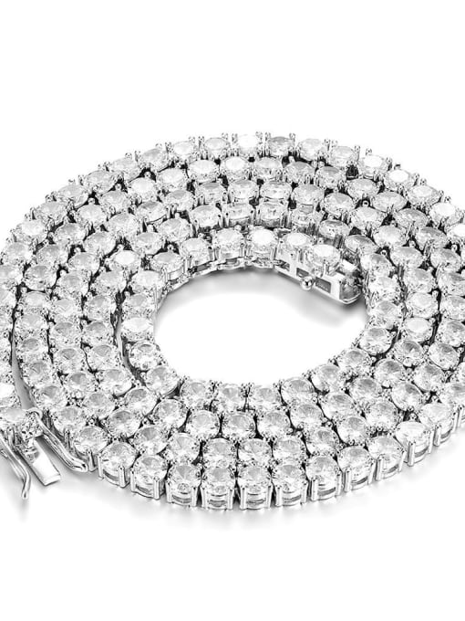 Platinum  Chain：4mm* 61cm Brass Cubic Zirconia Cross Vintage Regligious Necklace For Men