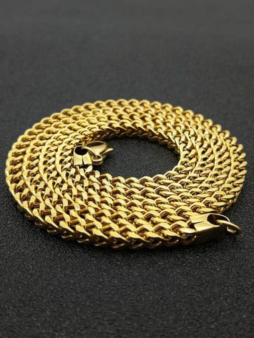 Gold：4mm*70cm Titanium Steel Hollow Geometric Chain Vintage Cable Chain For Men