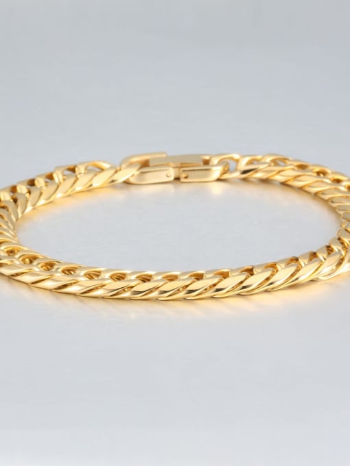Gold (1.1cm wide) Titanium Geometric Minimalist Link Bracelet