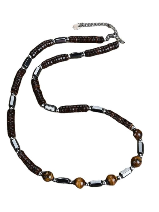 JZ Men's bead Stainless steel Natural Stone Irregular Bohemia Beaded Necklace 4