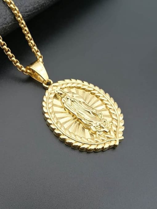 Gold single Pendant Titanium Oval Hip Hop Necklace For Men