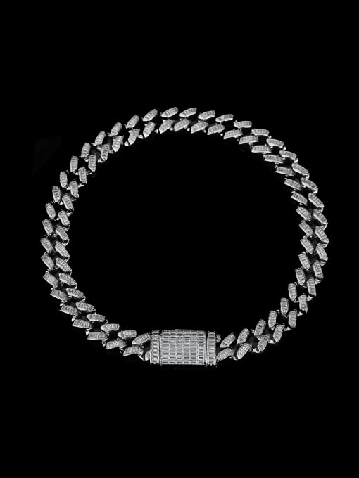 N23080501 51cm Brass Cubic Zirconia Geometric Hip Hop Necklace