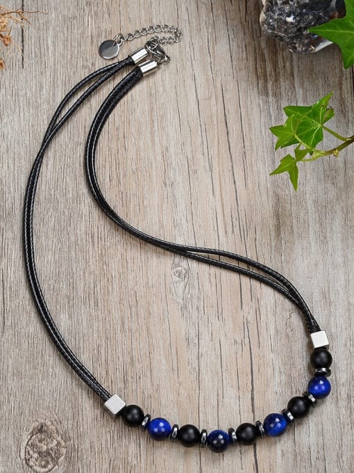 6 45 Stainless steel Natural Stone Irregular Bohemia Beaded Necklace