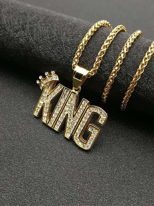 HI HOP Titanium Letter Rhinestone Irregular Hip Hop Initials Necklace For Men 2