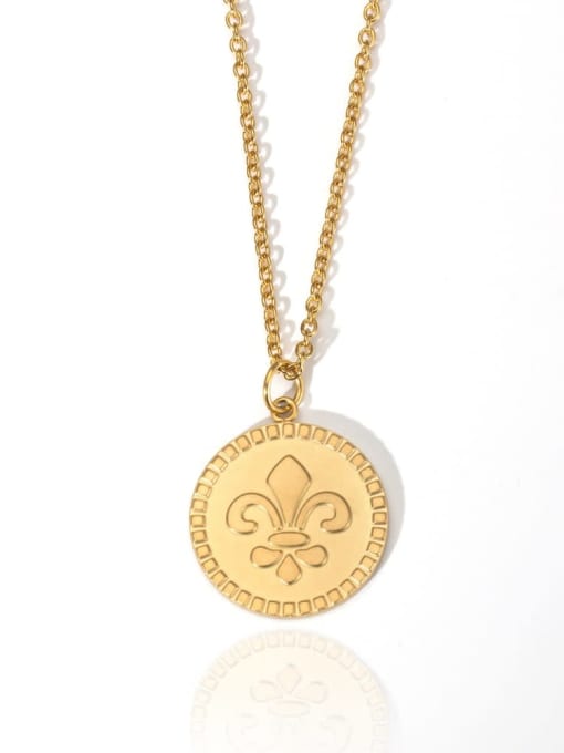 Gold coin Titanium Steel Coin Hip Hop Necklace