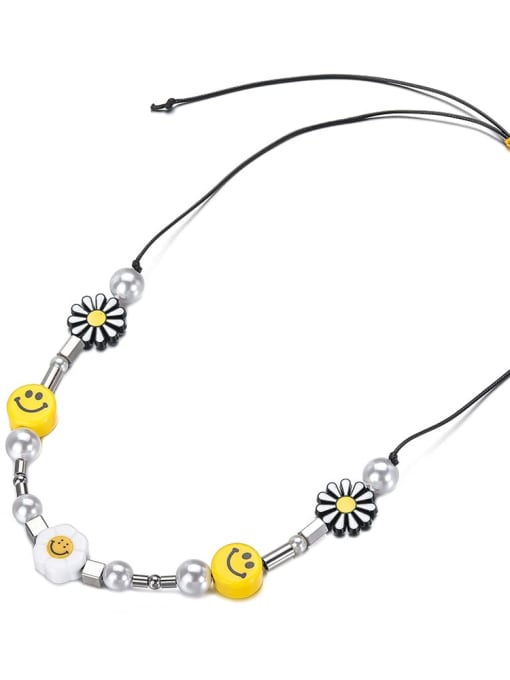 WOLF Alloy Geometric Hip Hop Sun Flower Smiley  Necklace 2