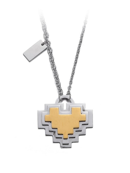 WOLF Titanium Steel Heart Minimalist Necklace 3