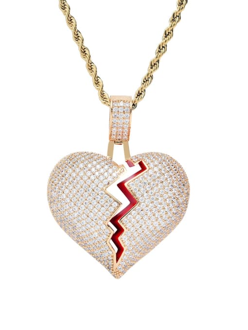 Gold+ stainless steel chain Brass Cubic Zirconia Heart Dainty Necklace
