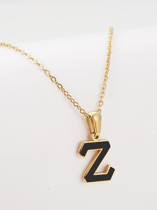 Z Titanium Steel Acrylic Letter Minimalist Round Pendant Necklace