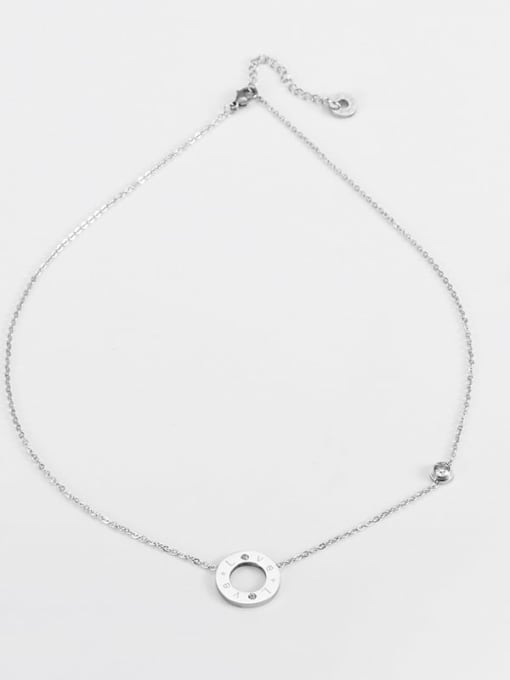 Love steel Titanium Round Minimalist  letter pendant necklace