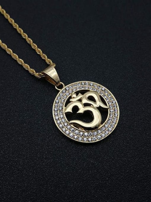 Gold Necklace Titanium Rhinestone Round Minimalist Initials Necklace For Men