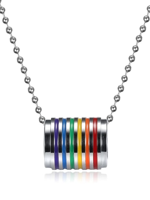 Steel colored gutta percha Stainless steel Round Minimalist Necklace