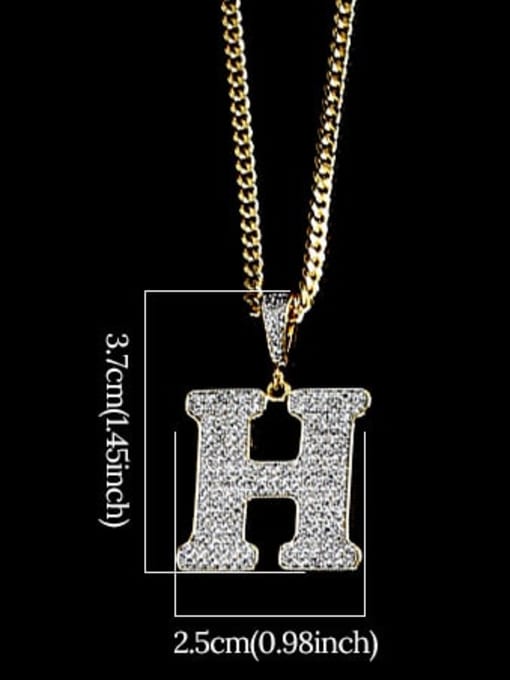 H 24in 60cmT20B08 Brass Cubic Zirconia Letter Hip Hop Initials Necklace