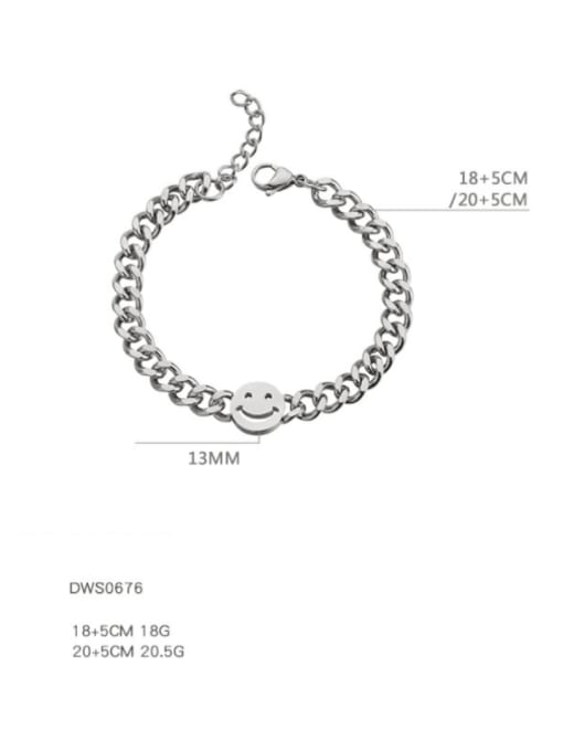 WOLF Titanium Steel Smiley Minimalist Link Bracelet 4