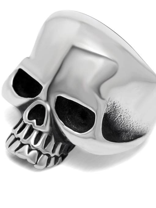Steel color Titanium Skull Statement  Ring