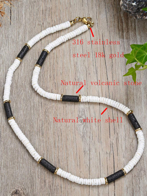  Stainless steel Natural Stone Geometric Bohemia Beaded Necklace 3
