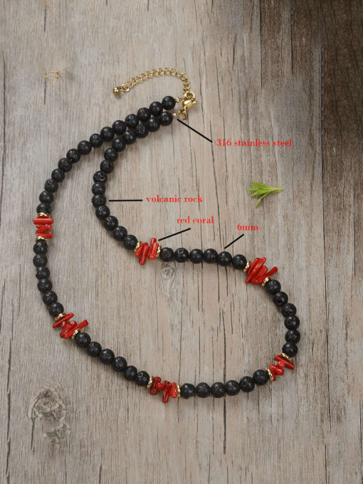 JZ Men's bead Stainless steel Natural Stone Irregular Bohemia Beaded Necklace 3
