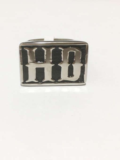 HD steel finish Stainless steel Letter  Rectangle Vintage Band Ring