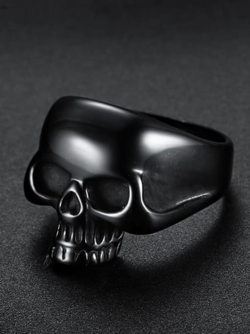 black Titanium Skull Statement  Ring