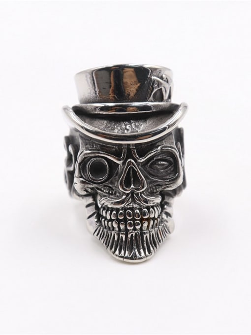 Steel color Titanium Skull Vintage Statement Ring