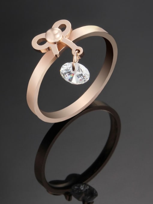 rose gold Titanium Bowknot Minimalist Band Ring