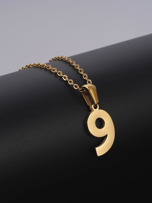9 Stainless steel Minimalist Number  Pendant Necklace