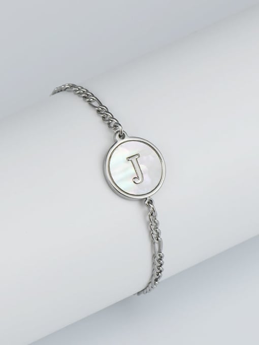 Steel bracelet J Stainless steel Shell Letter Minimalist Link Bracelet