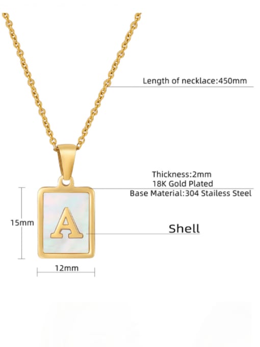 ZXIN Titanium Steel Shell  Minimalist Square Letter  Pendant Necklace 4