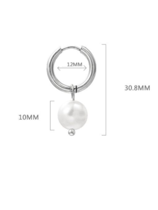 WOLF Titanium Steel Imitation Pearl Geometric Minimalist Single Earring(ONLY ONE) 2